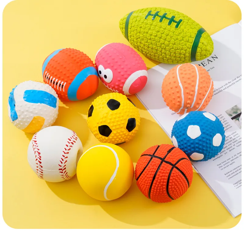 Jouets en Latex pour Chiens - Ballons Rugby, Football, Baseball