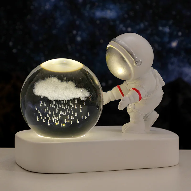 Creative 3D Astronaut Crystal Ball Led Night Light for Children Bedroom Planet Space Solar System Lamp USB for Christmas Kid Gift