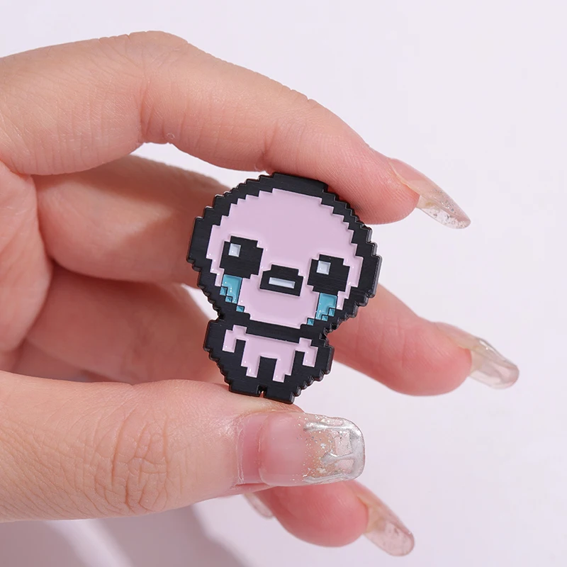 Die Bindung von Isaac Cry Brosche Emaille Pin Custom Retro Cute Pixel Spiel Metall Abzeichen Revers Rucksack Schmuck Geschenk für Kinder Freunde – Detail 2