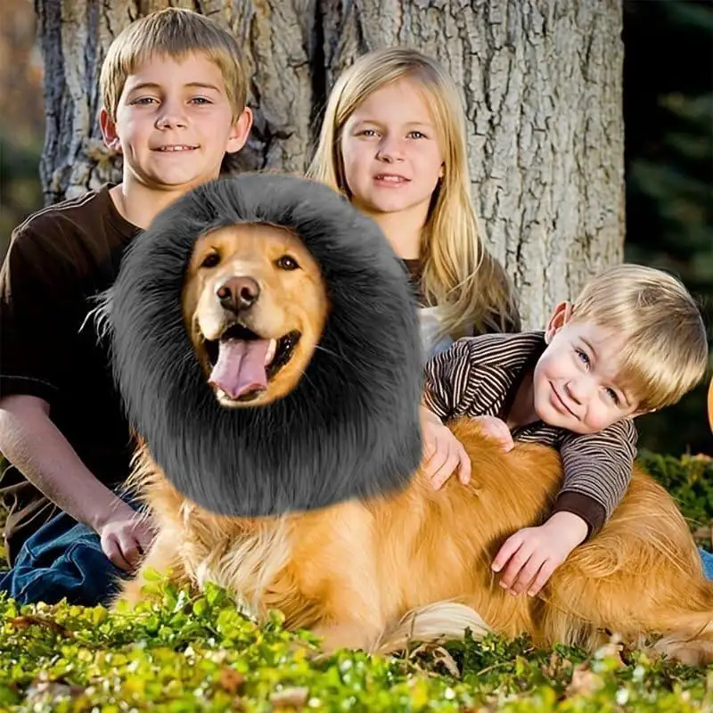 Dog Lion Mane Black Lion Mane For Dogs Realistic Lion Mane Wig Soft Dog Costume Lightweight Lion Mane Costume For Puppies Dogs