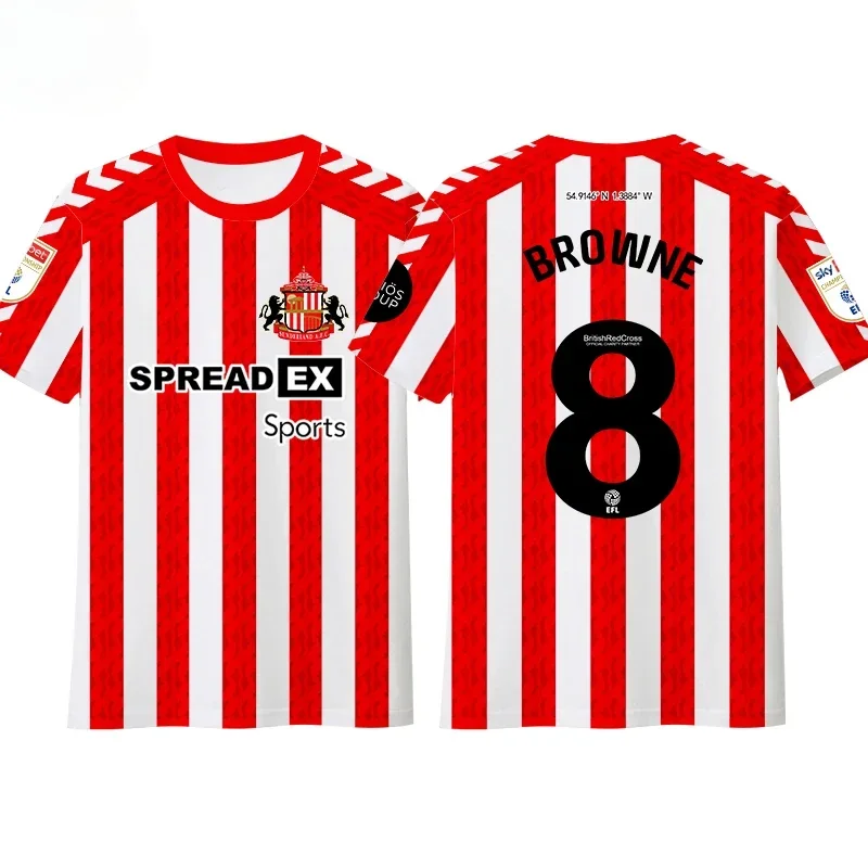 2025 Sunderland T Shirt Hot Home and Away 3d Printed Football Short Sleeved Tops Men Women Sports Tee Children's Clothing 4