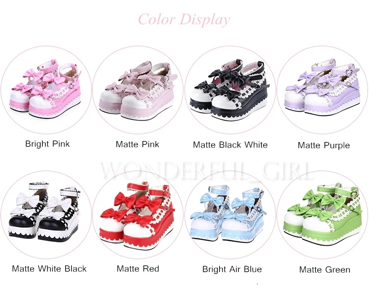 Neue japanische Lolita Plateauschuhe Prinzessin Cosplay Schuhe mit Schleife Größe 35-47 2