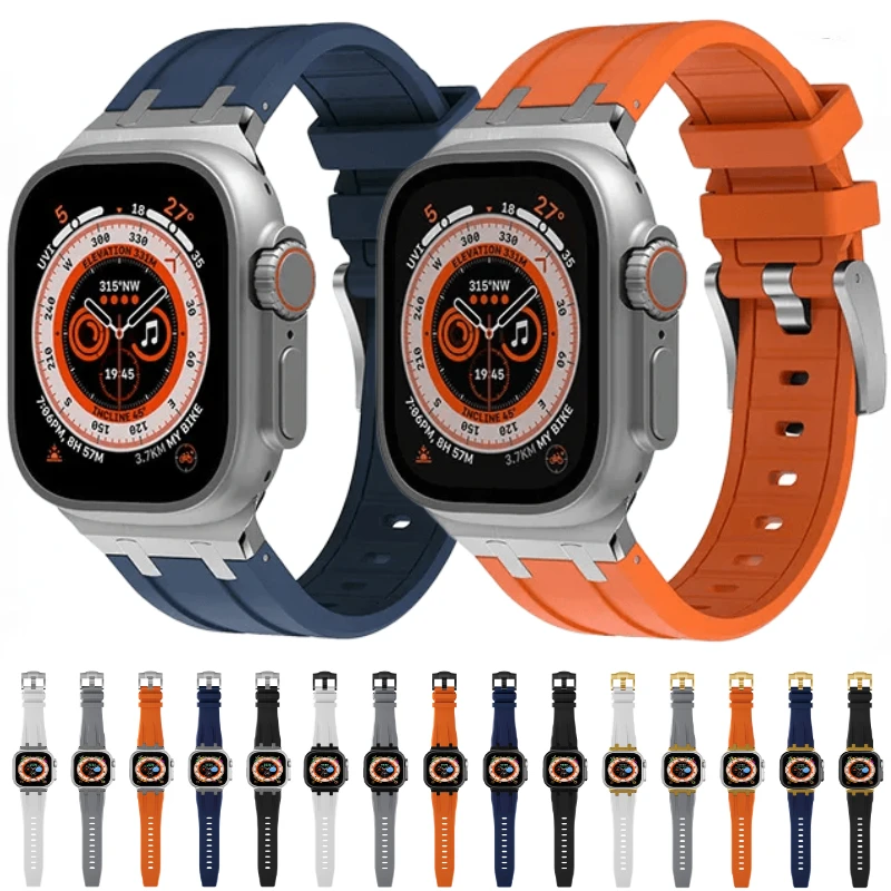 

Ремешок резиновый для Apple watch Ultra2 49 мм, сменный Браслет для iwatch 9 8 7 6 5 4 3 SE2 45 мм 44 мм 42 мм