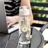 600ml Daisy Flower Plastic Water Bottle Sports Transparent Water Bottle Portable Gym Travel Clear Leakproof Drinking Bottle 3