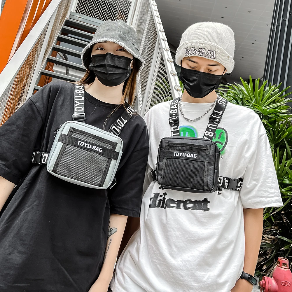 Sports Chest Bag Lightweight Front Chest Pack Running Vest Bags Adjustable Women Men Outdoor Hip Hop Streetwear Waistcoat Bag