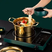 Marmites à ragoût de cuisine en acier inoxydable doré, casserole avec couvercle, batterie de cuisine antiadhésive Durable, ensemble pour cuisinière à Induction 2