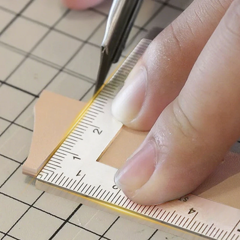 1PC Mini Stainless Steel L-Shaped Double-Sided Precision Scale Ruler Leather Design Metal Materi High-Accuracy Measuring Tool