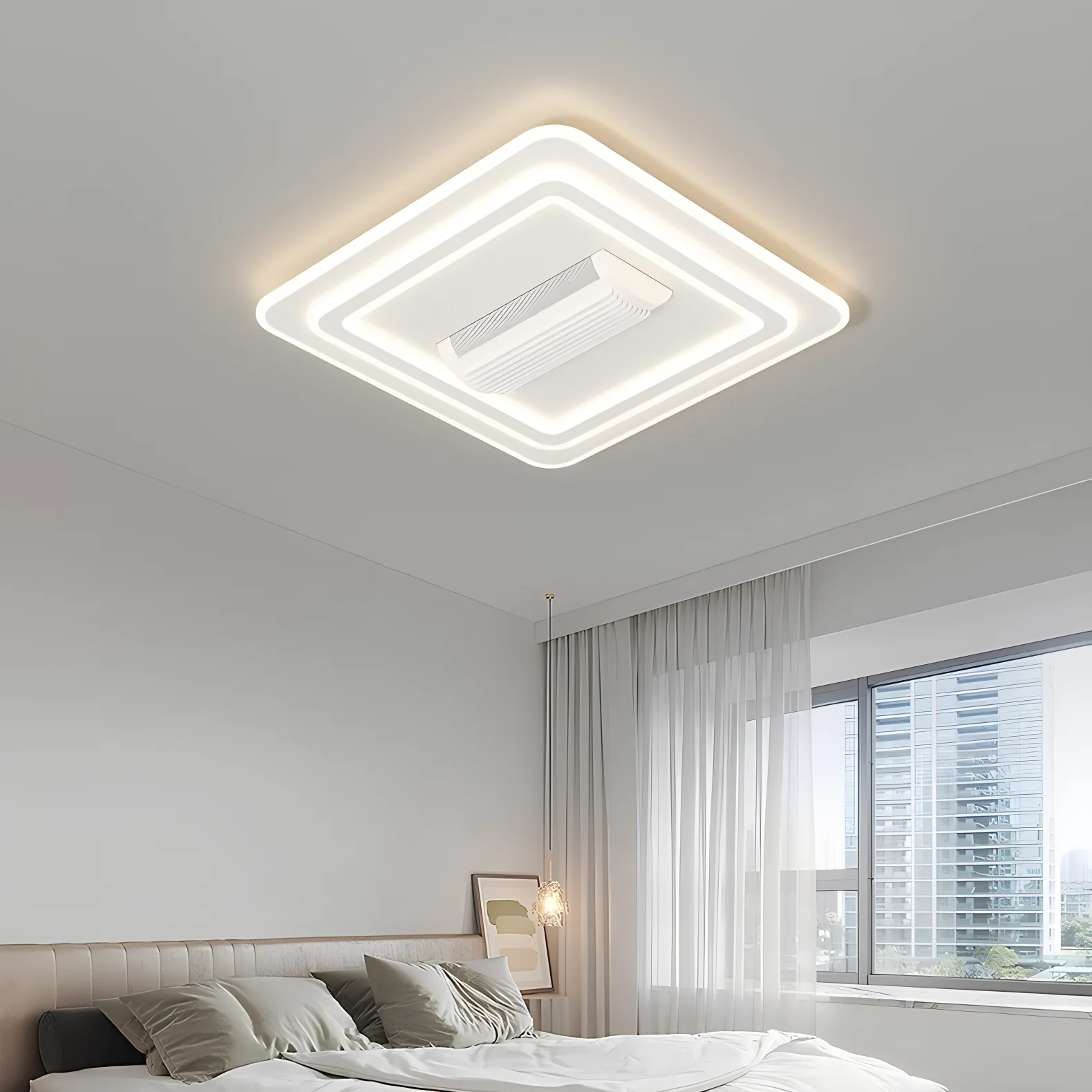 Ceiling Fan Led Ceiling Fan Lights Led Fan Light Smart LED Ceiling Fans With Light For Living Room Dining Room Invisible Bladeless Ceiling Fans Low Floor sealing fan lighting