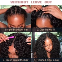 X-TRESS Afro bouclés V partie perruque avec boucles rebondissantes synthétique crépus droites sans colle cheveux pour les femmes pas de laisser Clip dans la demi-perruque 6
