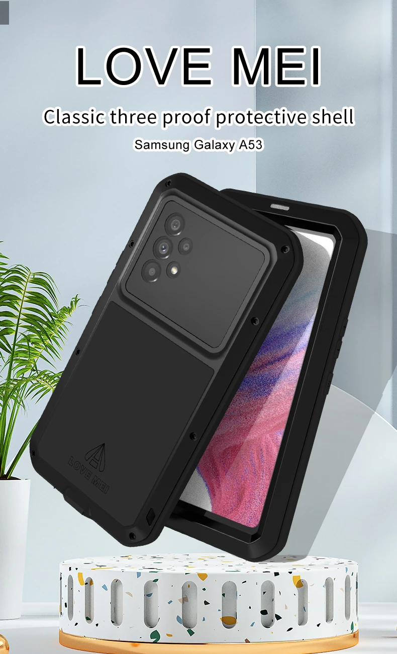 

For Samsung Galaxy A53 Case Original LoveMei Powerful 360 Armor Heavy Duty Metal Tank Protection Waterproof Case for Samsung A53