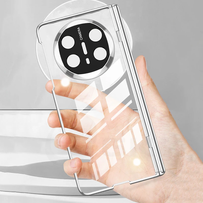 Magnetic Hinge Stand Clear Case for Huawei Mate X6 X5 Outer Screen Glass Luxury