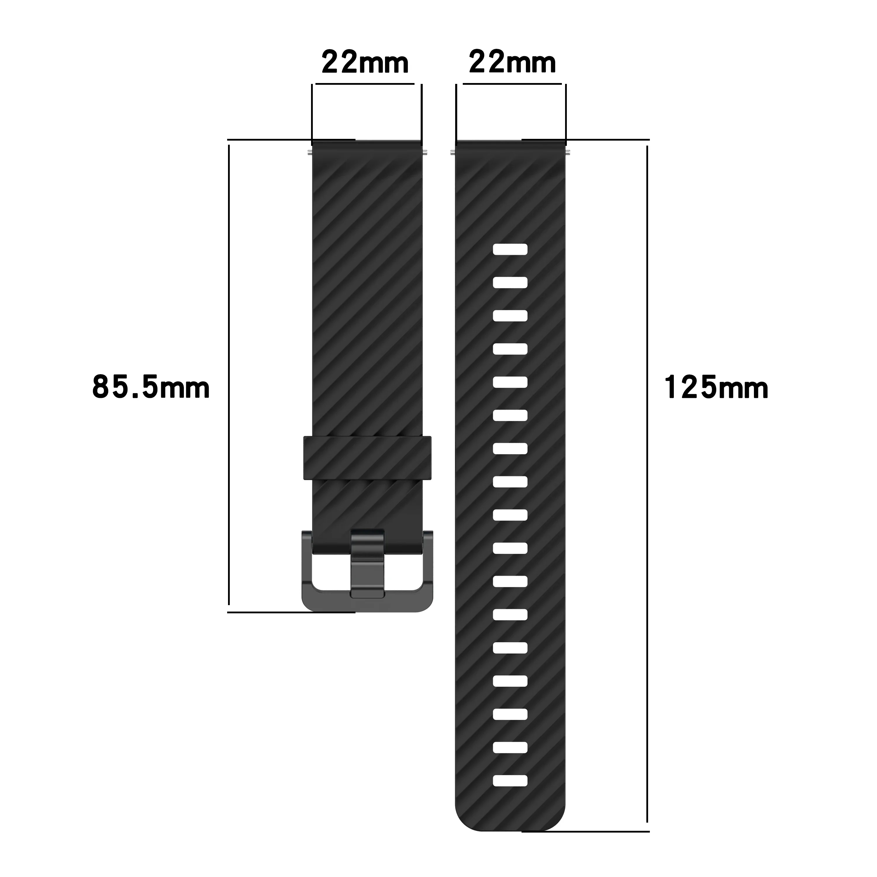 Silicone Replacement Wristband Strap - 22mm
