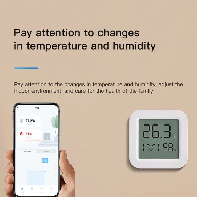 Bluetooth Temperature Humidity Sensor Mini LCD Screen Smart Tuya APP Remote Voice Control Google Thermometer Hygrometer 3