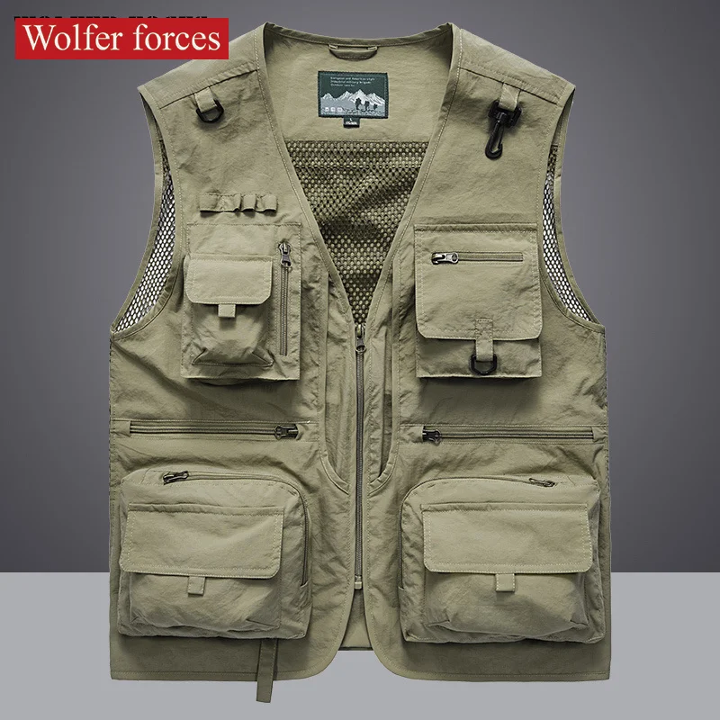 Photograph Vest Cardigan Tactical Outdoor Men's Clothing Sports Casual Custom Bigsize Luxury Mesh Fashionable Unloading shining silver sequins tied fashion design mesh trim bodysuit party photograph nightclub bar singing stage performance costume