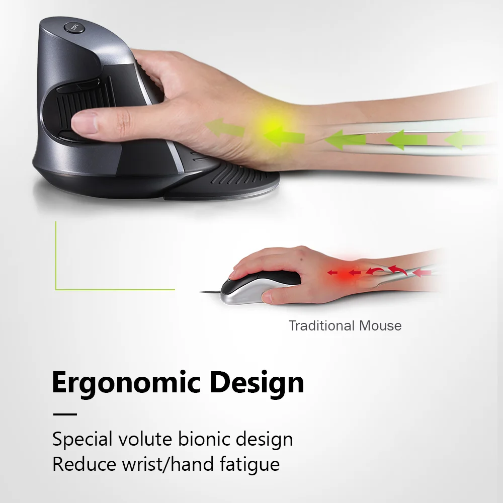 Delux M618 gx Ergonômico Vertical Mouse sem Fio Botões 1600dpi Ratos Ópticos com para pc Laptop - Imagem 5