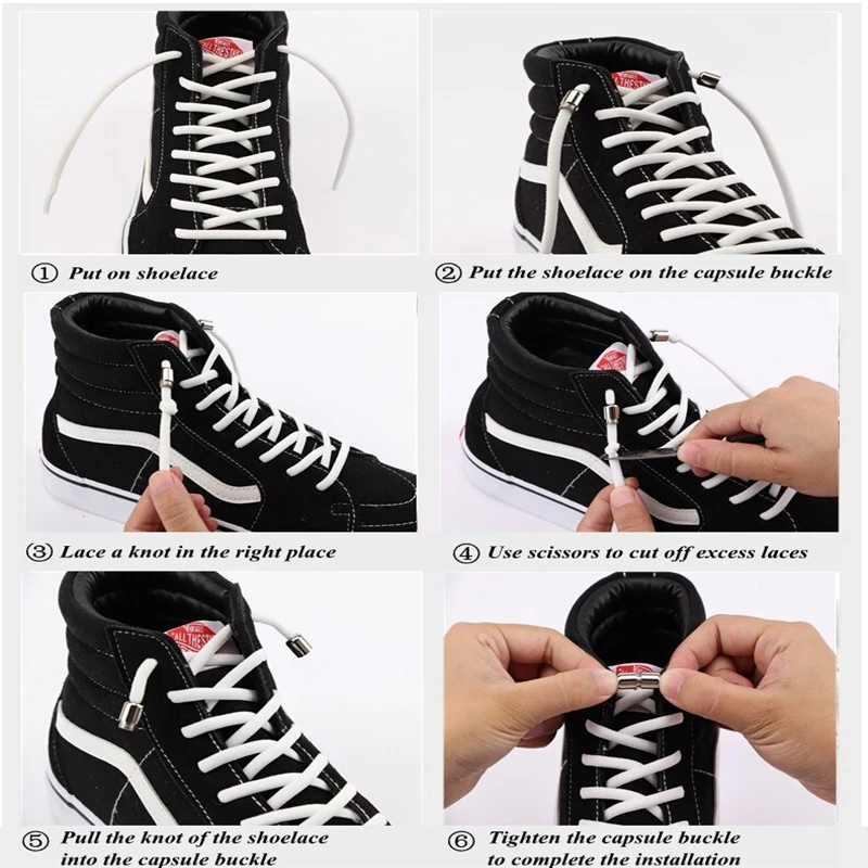 1Pair Metal Lock Quick Shoelaces Elastic No Tie Shoe Laces Round Sneakers  Shoelace Kids Adult Unisex Lazy Laces Strings 18 Color - Price history &  Review, AliExpress Seller - NO.8 shoe Store