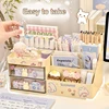 Desktop Cosmetic Storage Box Organizer Drawer Office Storage Rack Stationery Desk Pen Holder Bunny Drawer Organizer Cute Kawaii 3