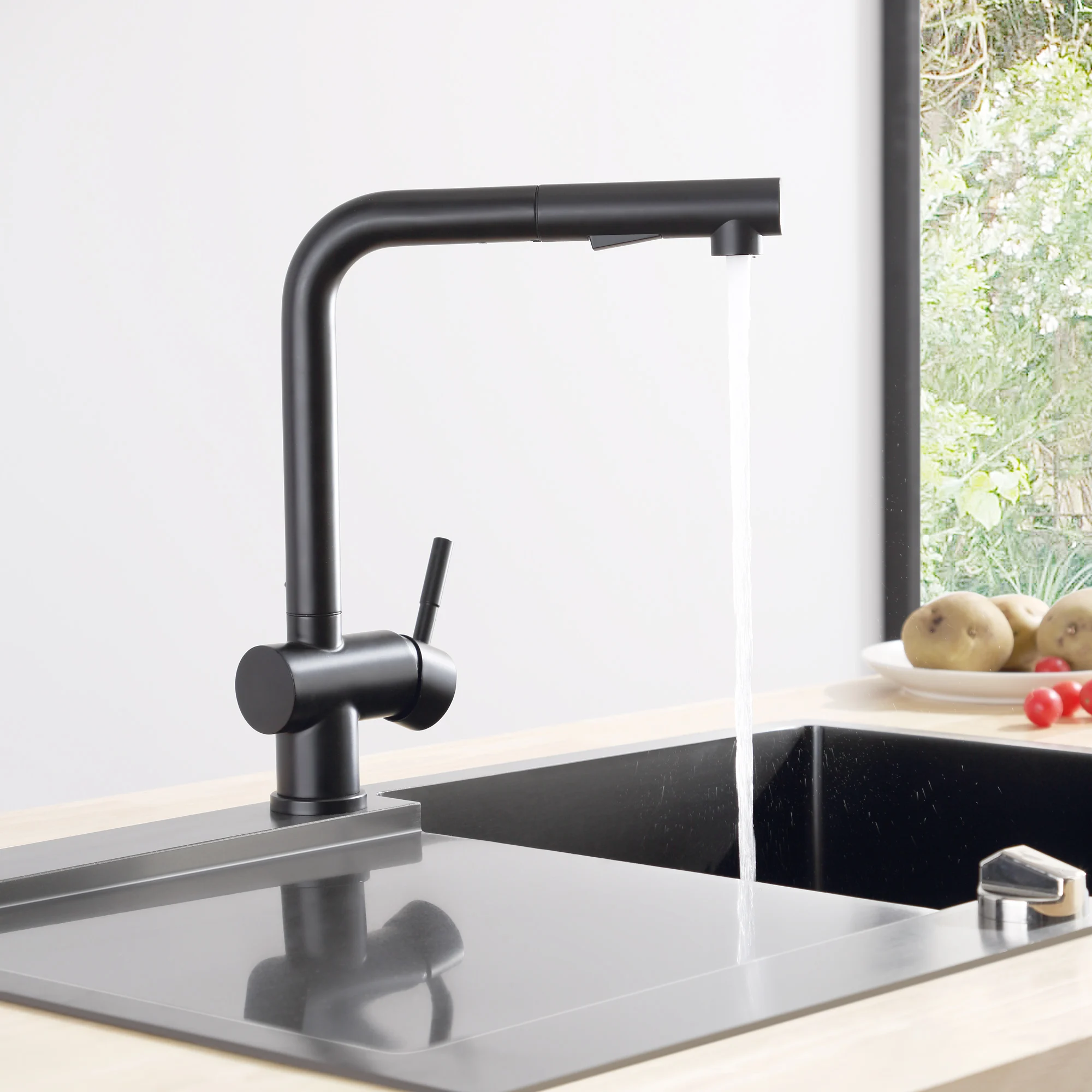 CECIPA Noir Robinet de Lavabo Bec Haut Mitigeur en Cascade à Bec