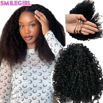Kinky Curly Crochet Human Hair Wigs 120G Feather Miracle Knots Knotless Invisible Pre Looped Burmese Curly Deep Wave Extensions 1