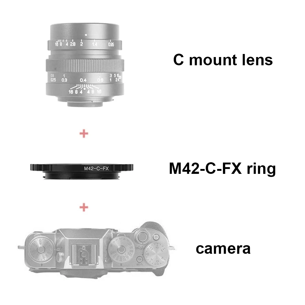 Description Picture 4 of itemC ‑ FX Mount Adapter Ring with M42x1mm screw thread for C mount Lens for Fujifilm FX X mount camera XH,XT,XA,XE,XS series