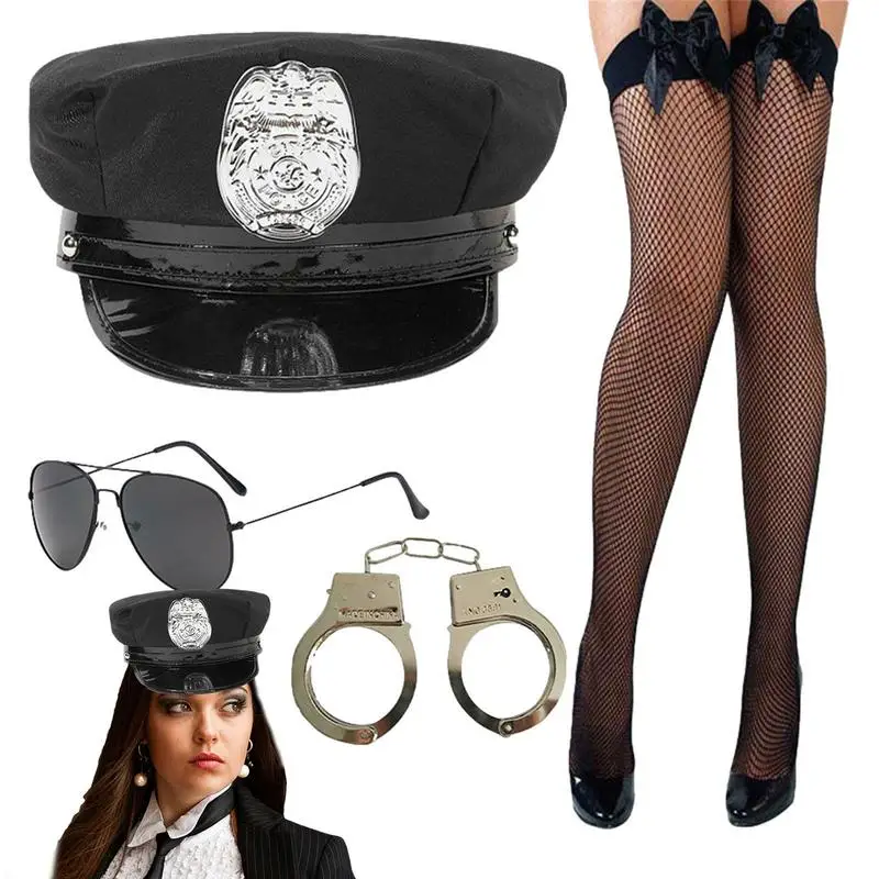 

Women Lace Stockings Policewoman Costume Cosplay Women Fishnet Stockings Breathable Mesh Hold Up Stockings For Stage Perform