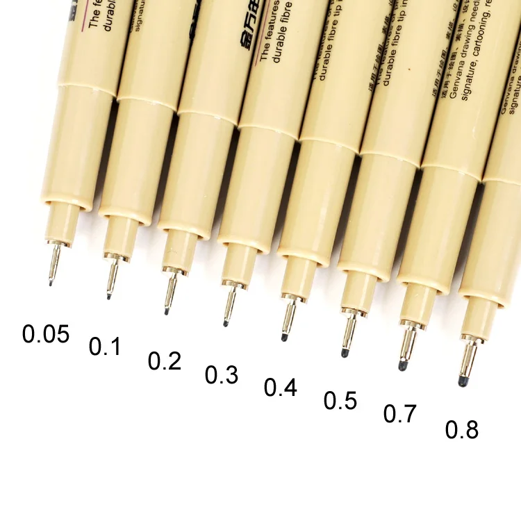 Pen marker 1/3Pcs pigment liner pigma micron ink marker pen 0.05 0.1 0.2 0.3 0.4 0.5 0.7 0.8 different tip black fineliner sketching pen