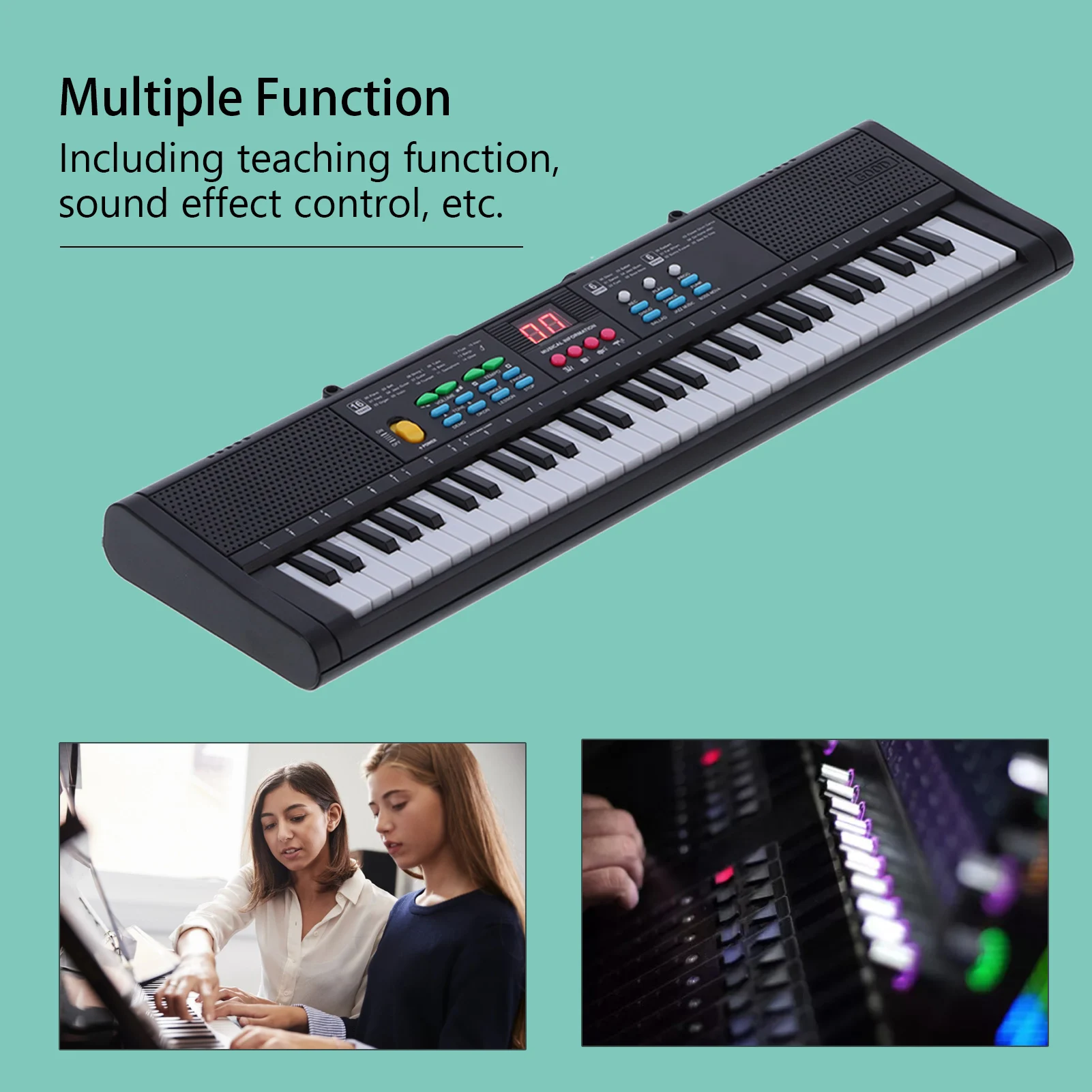 Keyboard Piano Instrument 61 Keys Electric Digital Multifunctional with Microphone MQ6186