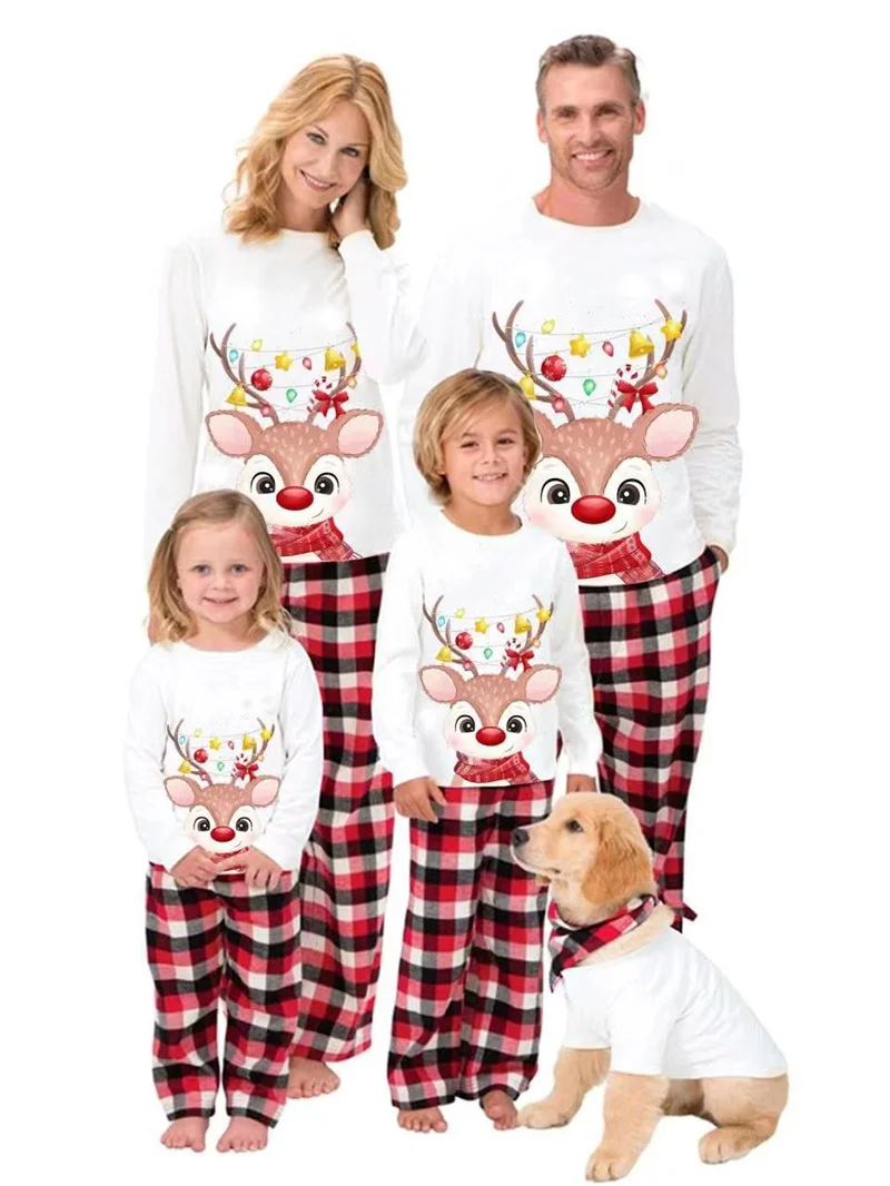 thumbnail image 1 of Conjuntos de pijamas familiares a juego para Navidad 2023, conjuntos de apariencia familiar para adultos y niños, top y pantalones, 2 piezas, ropa de dormir navideña, mono para bebé, 1 of 5