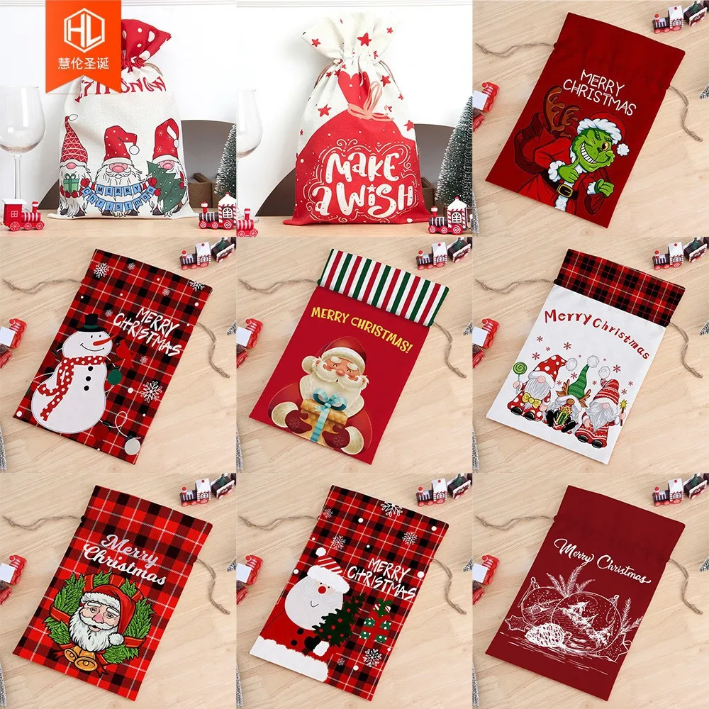 2023 New Candy Bag Decorazioni Natalizie Gunny Bag Bundle Mouth Cartoon Gift Bag Apple Bag