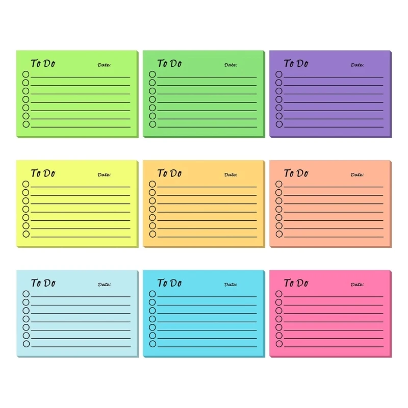 

9 PCS Sticky Notes Papers 50 Sheet/Pad Sticky Notes Self-ashesive Memo Pads Lined Reminder on Fridge Door Computer TV