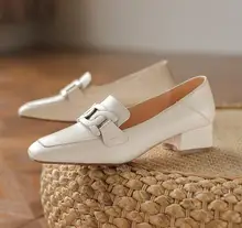  RYAMAG Women's Loafers New Retro Flat Shoes Triomphe Slip-on Loafers Women's Square Head Flat Shoes Low Heel 