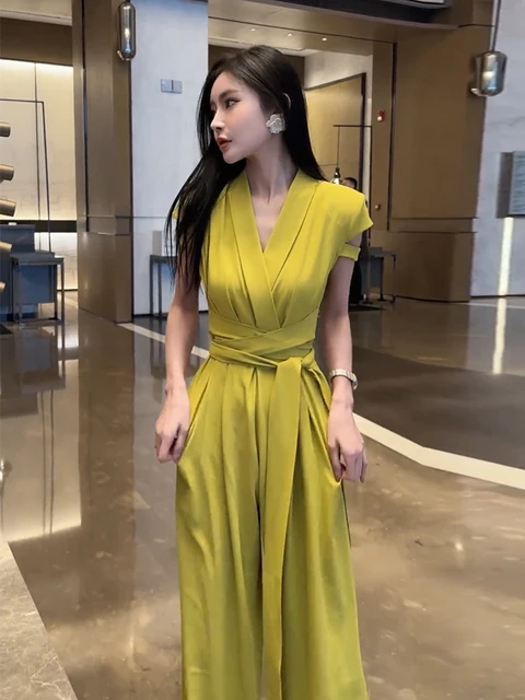 Salopette Donna Estate - Jumpsuit Senza Maniche Con Gamba Larga - Tinta Unita Elegante - Foto 11