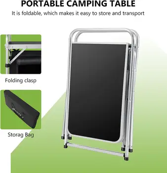 Camping Kitchen Table Aluminum Portable Folding Cook Table with Windshield Storage Organizer Quick Installation for Outdoor