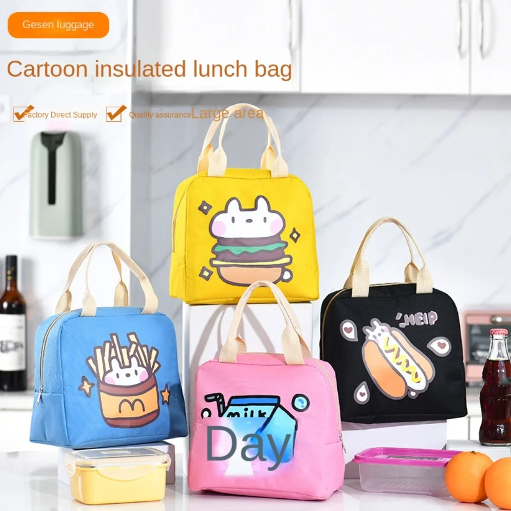 Cute Cartoon Hamburger Hot Dog Milk Lunch Bag Tote Thermal Food Bag Women Kids Lunchbox Picnic Supplies Insulated Cooler Bags