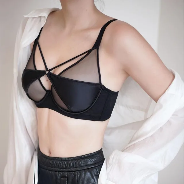 Sexy Lingerie Small Breasts Gather Go Close Bra Top Support Anti-sagging Mesh Lace Bra with Steel Ring Short Vest Crop Tops 4
