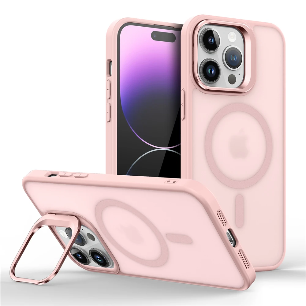 Magnetic Metal Lens Stand Holder Case with Magsafe and Matte Skin