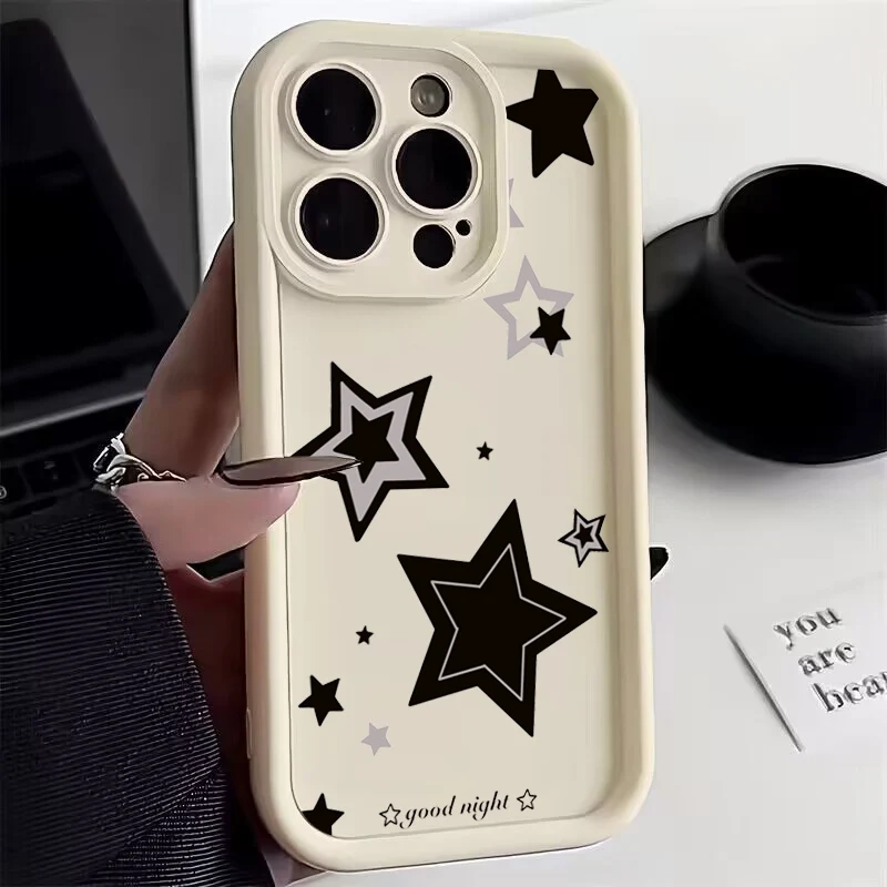 Chic Soft Silicone Phone Case with Cute Pink Stars Design