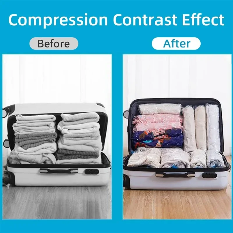 No Need Pump Vacuum Bags Space Saving Clothes Storage Bag Large Plastic Seal Organize Pounch Compression Empty Travel Accessorie 6