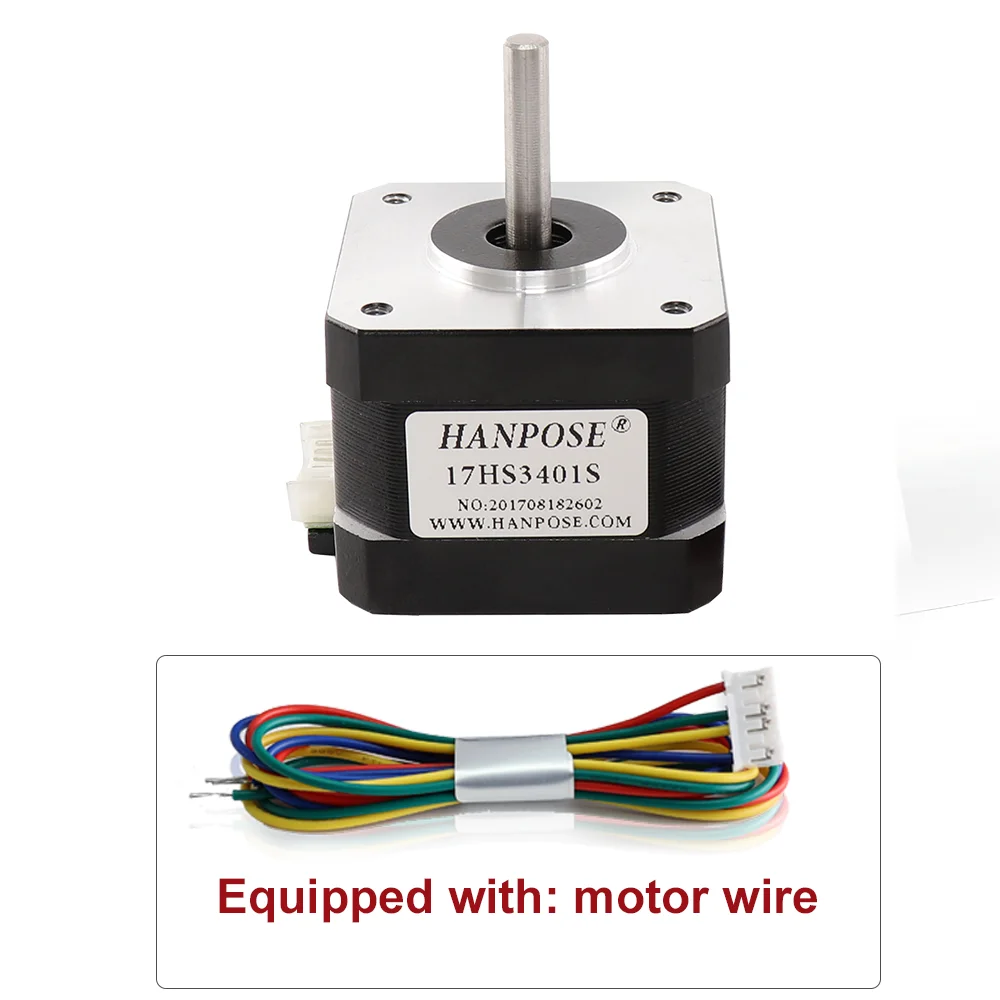 HANPOSE1.8 Degree Nema 17 Stepper Motor 1.3A 28N.cm 4 Leads 17HS3401S-D 42BYGH34 CNC Worm Gear Edger Parts 3D Printer 12V