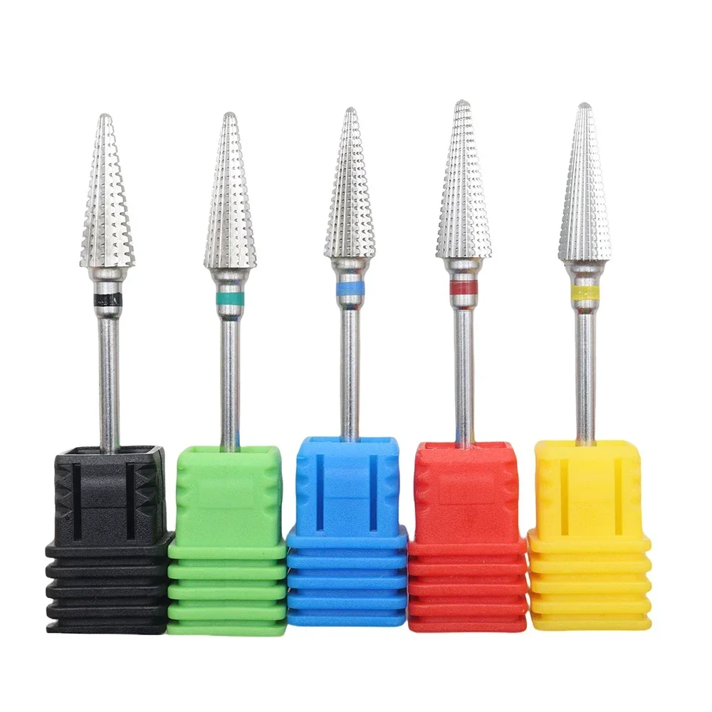 Nail Drill Bit 5-in-1 Carbide Professional Tungsten Steel Gradient Teeth Design for Pre-treatment and Removal 1pc