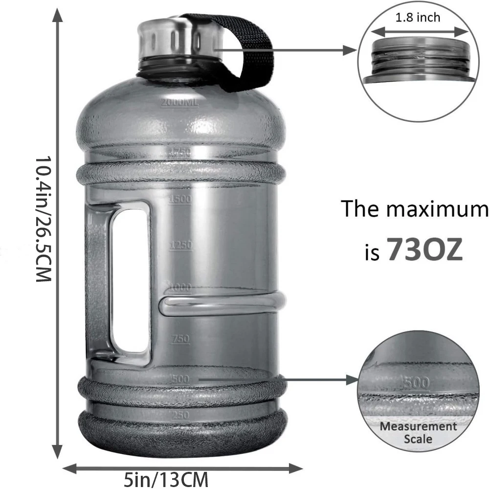 Water Bottle BPA Free 74 oz Gym Bottle Handle Jug Big Bottle Large