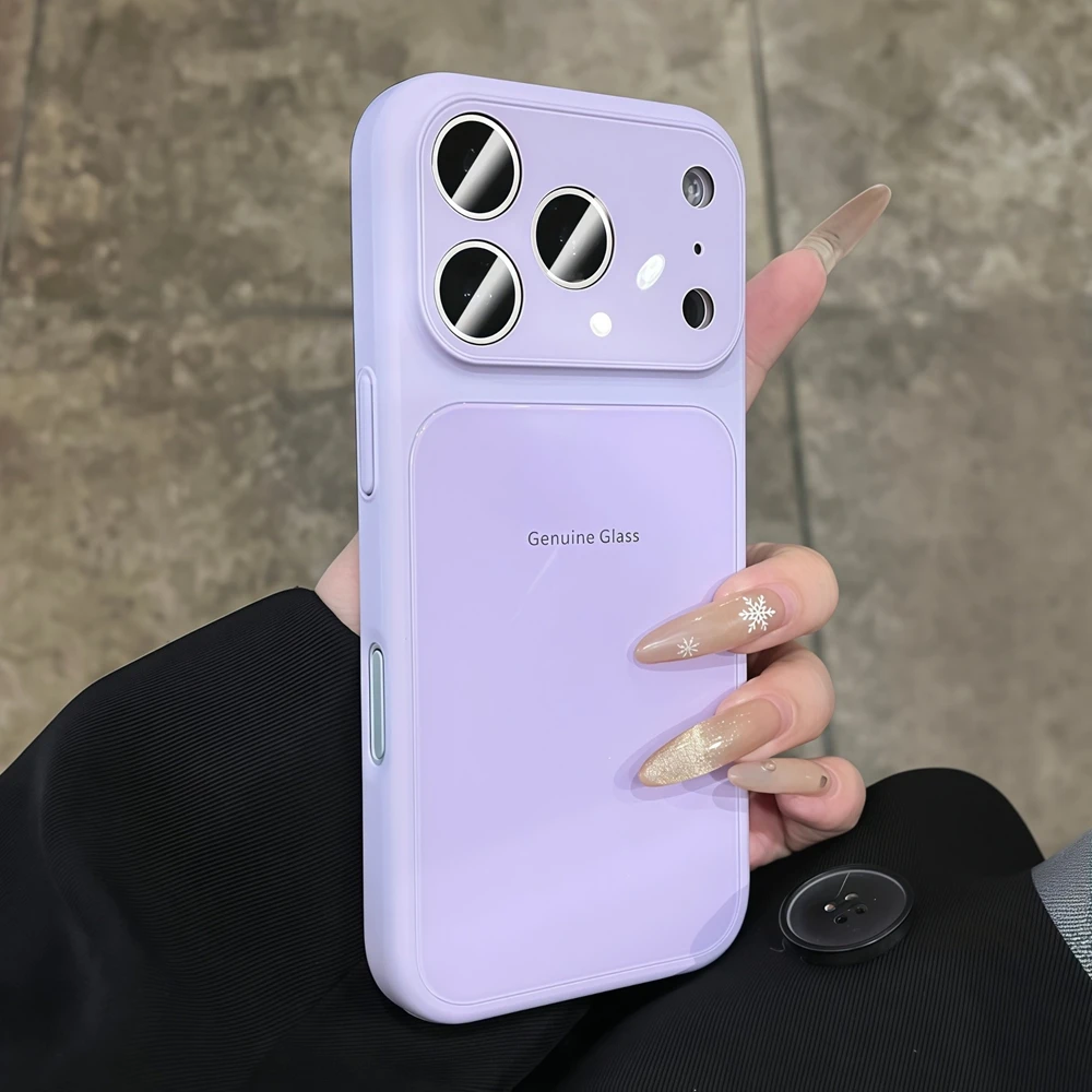 Genuine Glass Glossy Hard Shockproof Macaron Candy Color Case Cover
