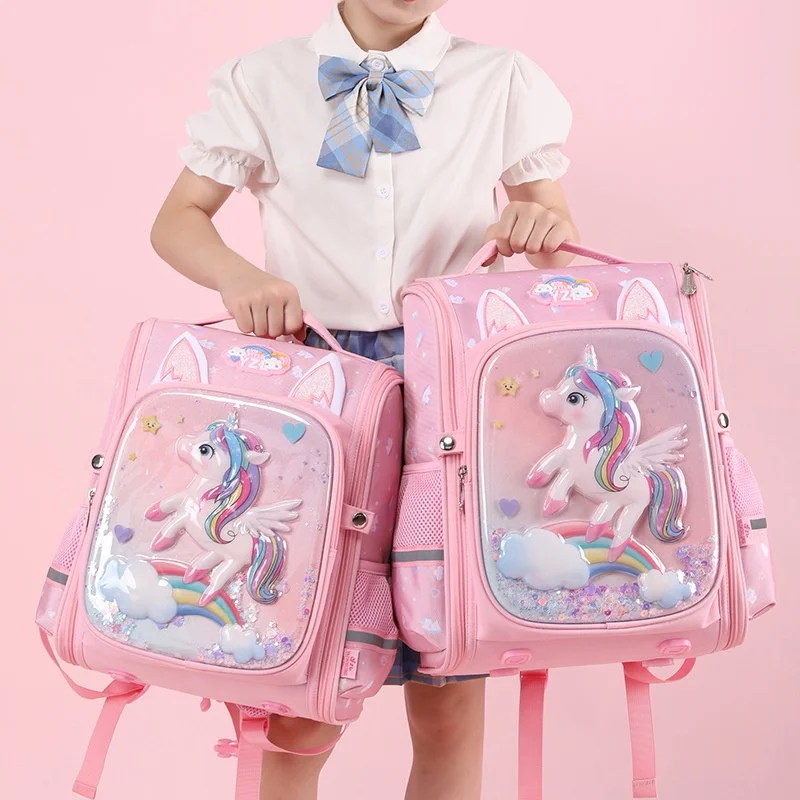Cartoon 3D Children Students Unicorn Dinosaur Backpacks New Grade 1-6 Primary Girls Boys Anime Large Schoolbags Drop Shipping