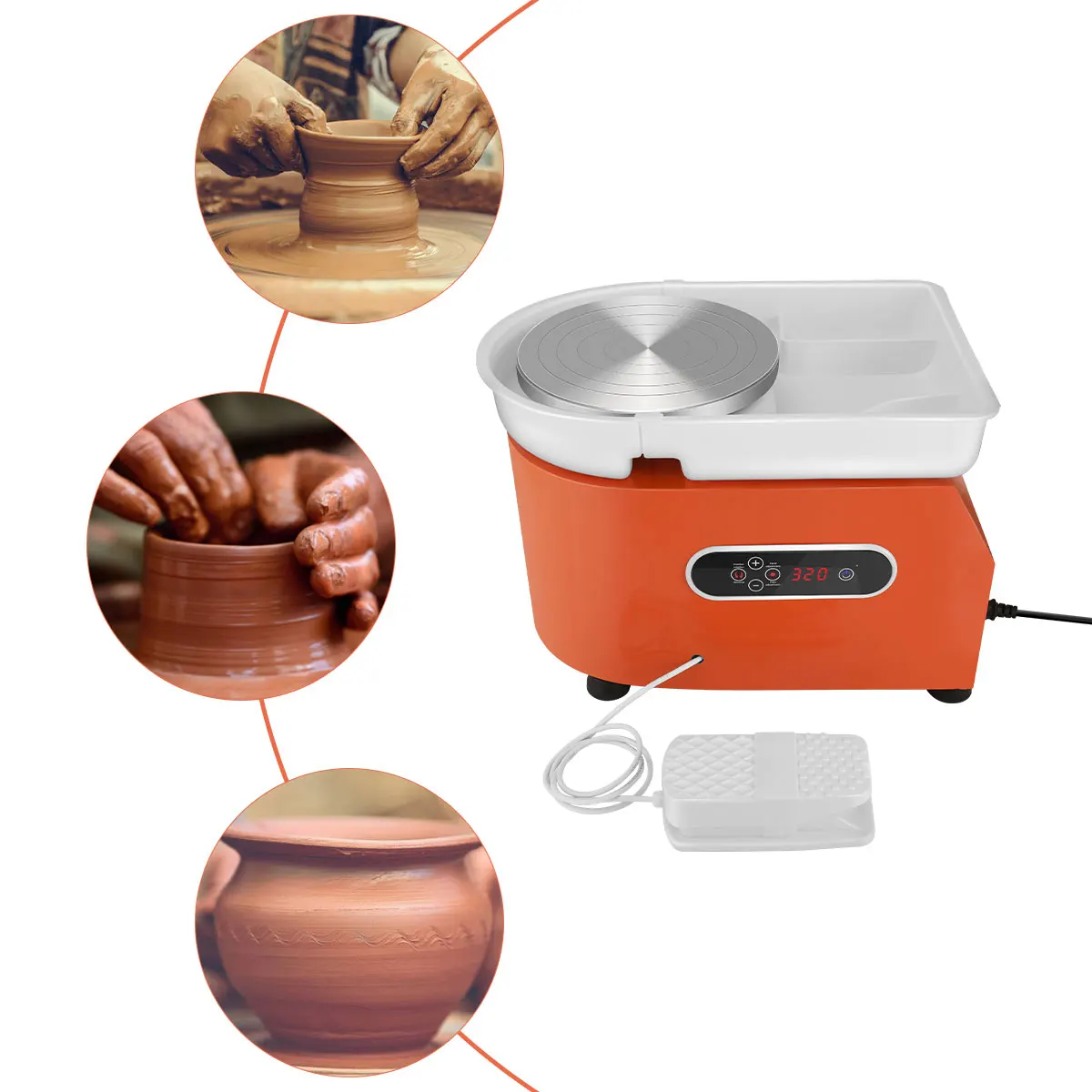 Upgrade Electric Pottery Wheel pottery wheel With LCD Display 25cm 350W Electric Pottery Circle Work Clay Handicrafts DIY Tools Detachable