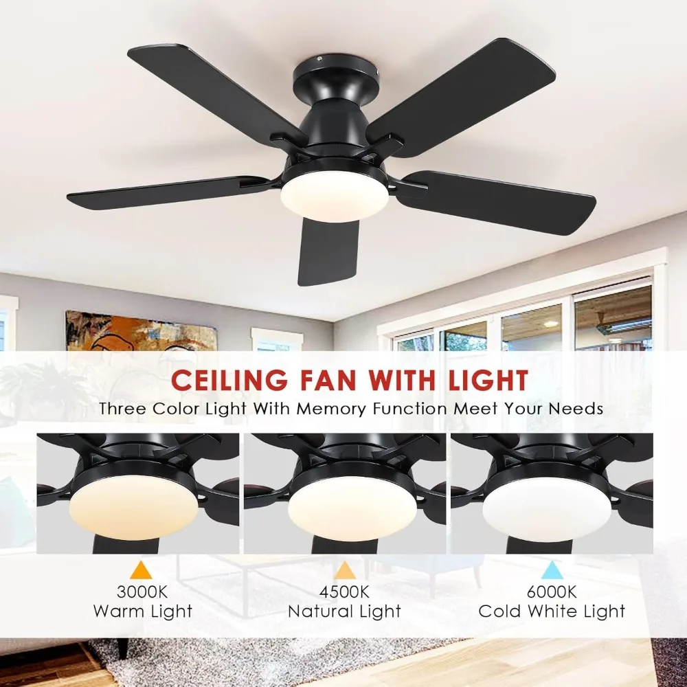 Ceiling Fans with Lights-  Low Profile Indoor Ceiling Fan with Light and Remote/APP Control, Flush Mount 4
