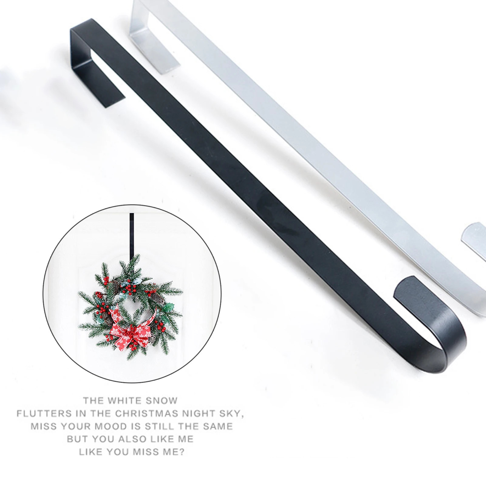 2 Ganci Per Porte In Acciaio - 30 Cm, Nero, Per Ghirlande, Cappotti, Decorazioni, Universali