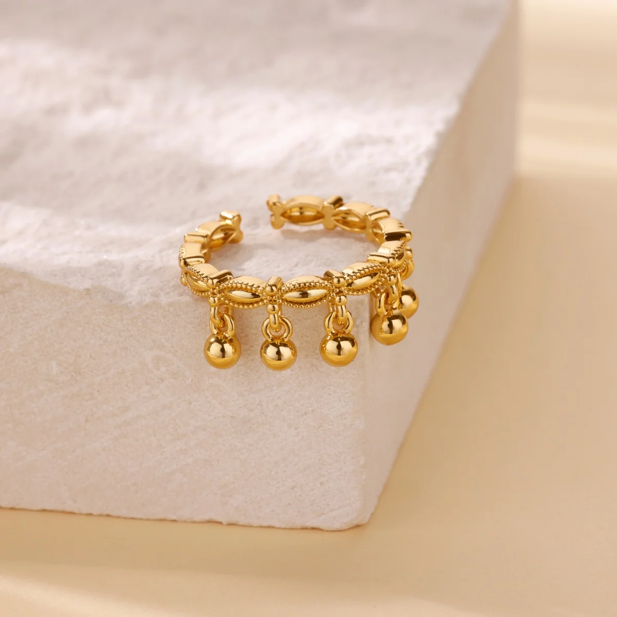 Round Bead Rings For Women Stainless Steel Jewelry