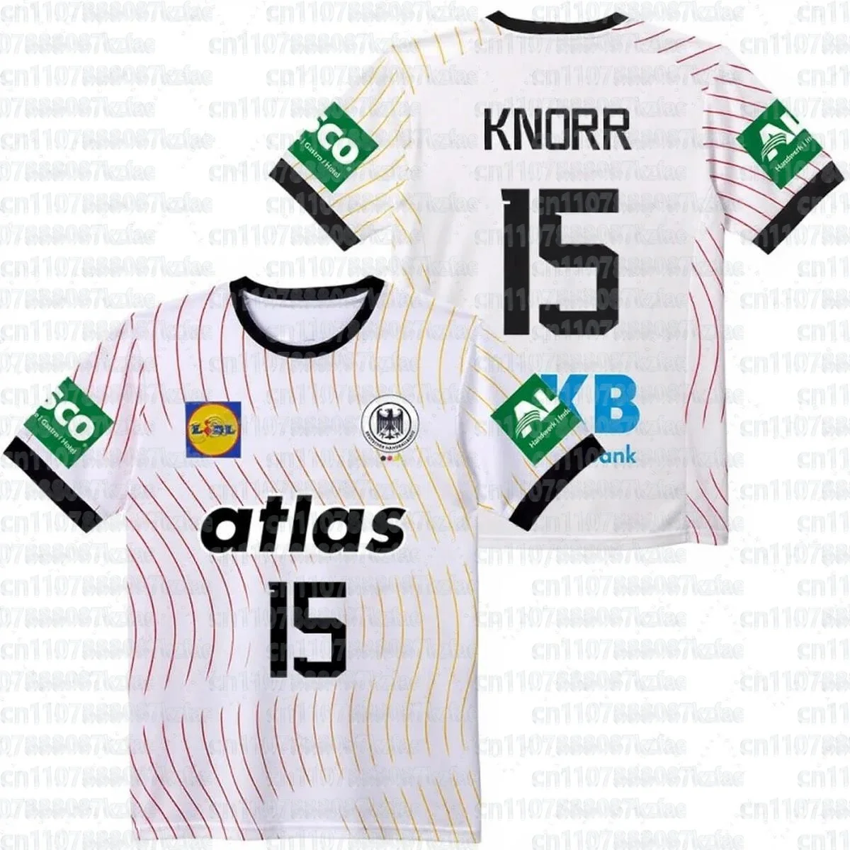 Heiß begehrtes deutsches Handball-Eltern-Kind-Trikot 2025-26 – Heim- und Auswärtstrikot im 3D-Druck, schnelltrocknendes T-Shirt – Detail 6
