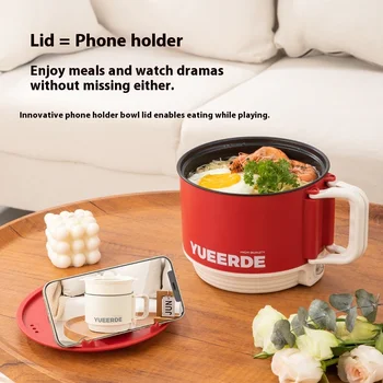 Portable Electric Heating Pot 1.5L Multi-purpose Cooker with Cover Automatic Temperature Control Fast Cooker for InstantNoodles 1