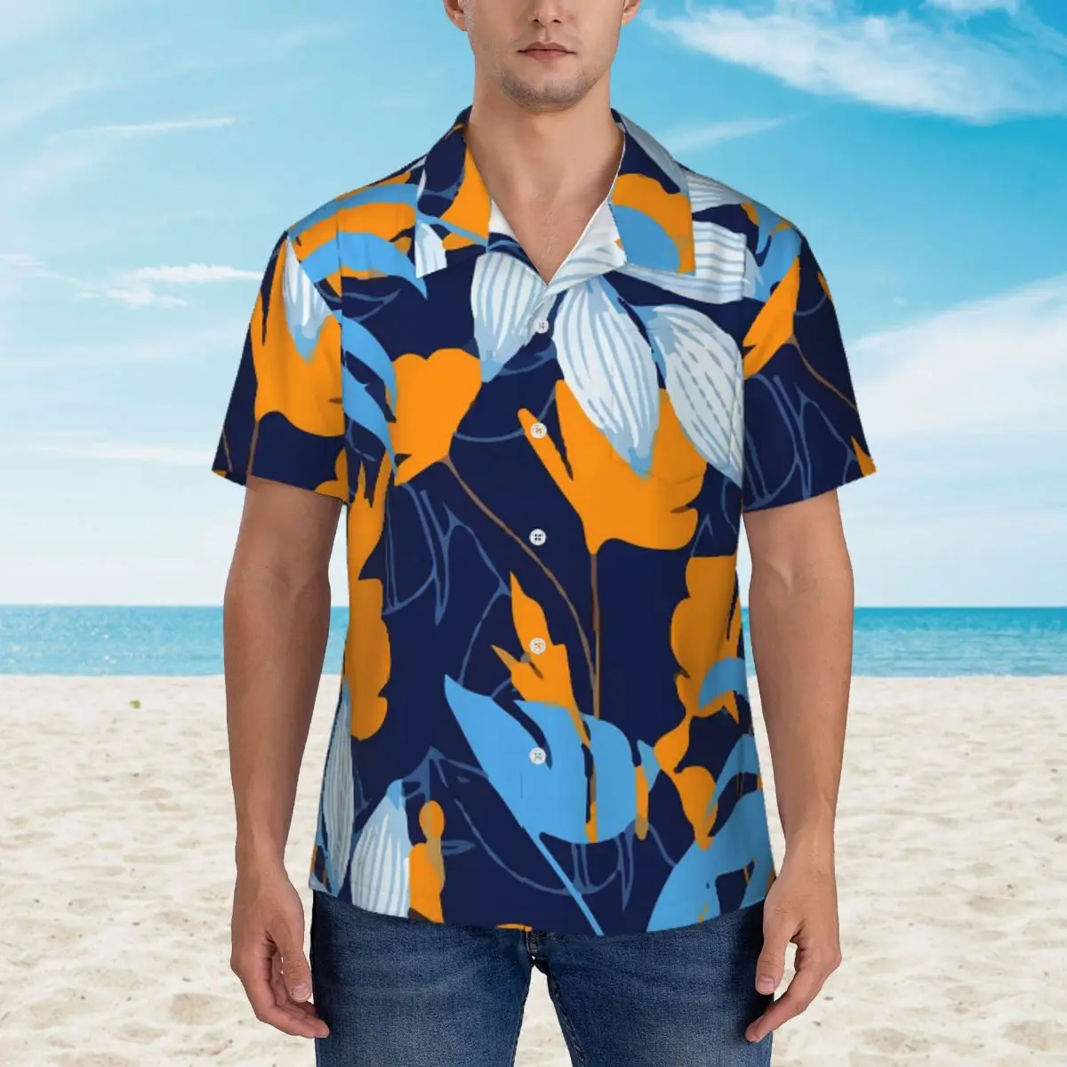 

Hawaiian Shirt Beach Plants Print Blouses Tropical Leaves Elegant Casual Shirts Men Short-Sleeved Y2K Funny Clothing